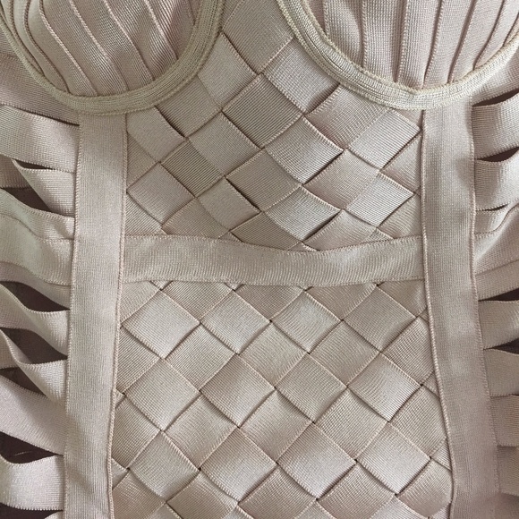 NEW! DESIGNER COUTURE PINK BANDAGE STRAPLESS DRESS - Picture 7 of 16